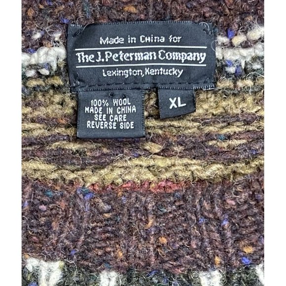 The J Peterman Company 100% Wool Nordic Fair Isle Brown Sweater XL - Picture 7 of 7
